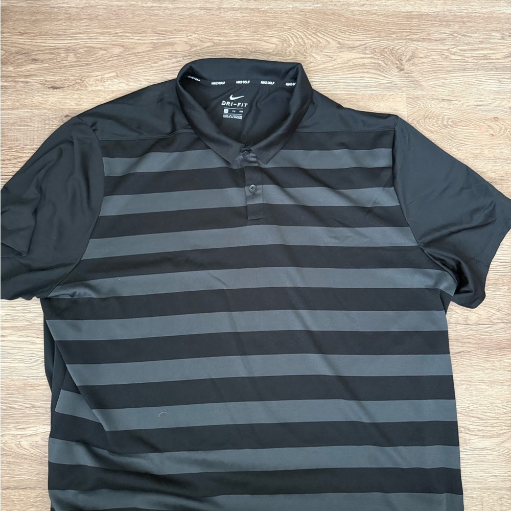 Nike Black and Gray Golf dri-fit polo